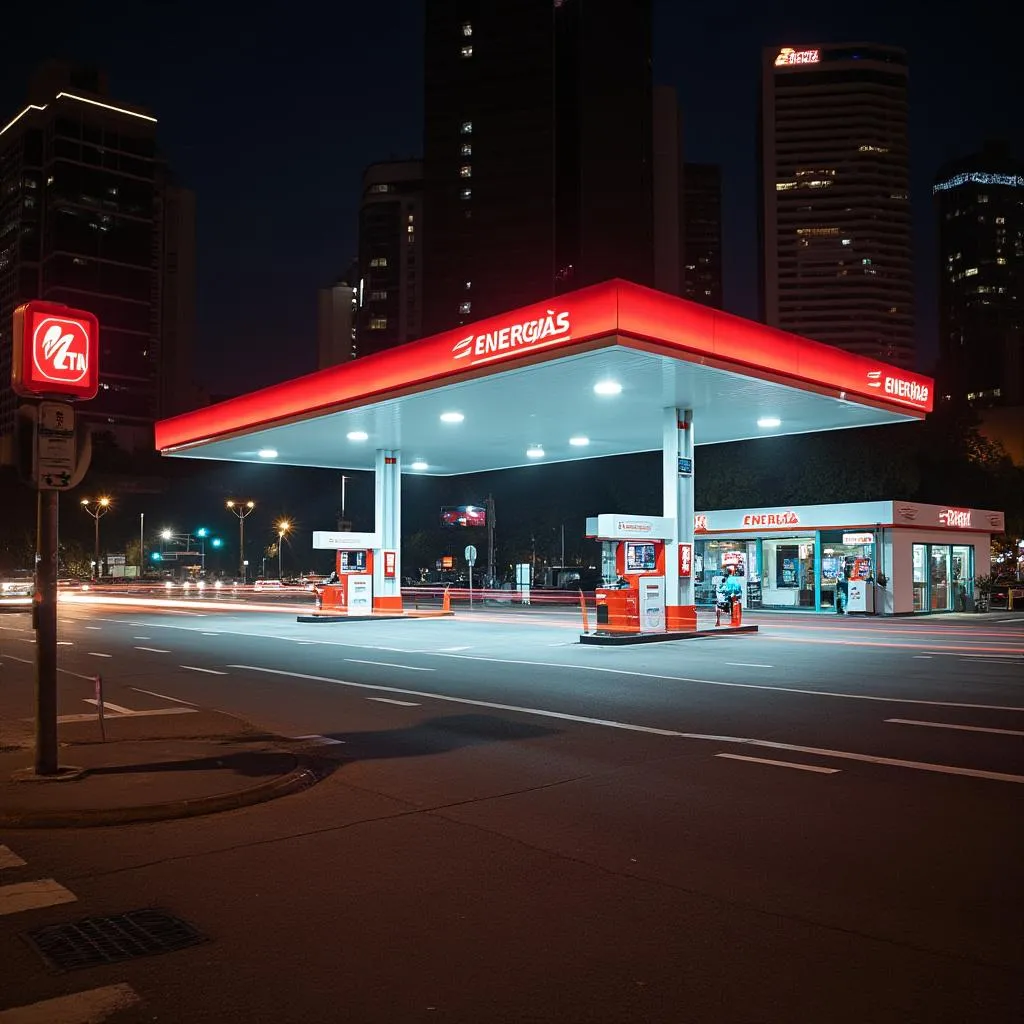 Estación urbana de noche