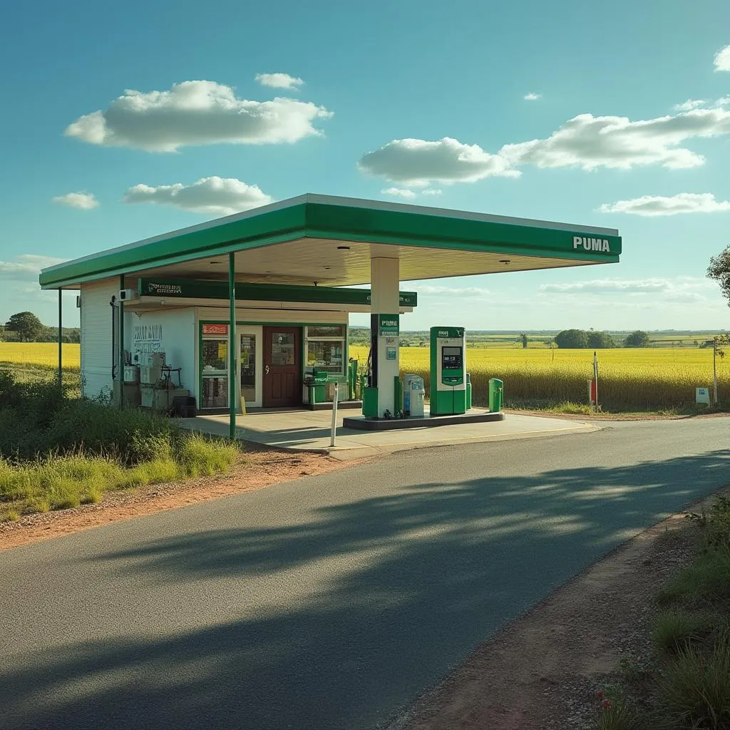 Estación de servicio en zona rural